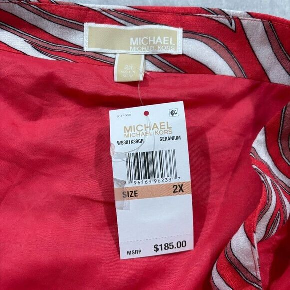 NWT Michael Kors Soft Zebra Midi Dress 2X Straps Pink White Plus Size - Picture 3 of 7